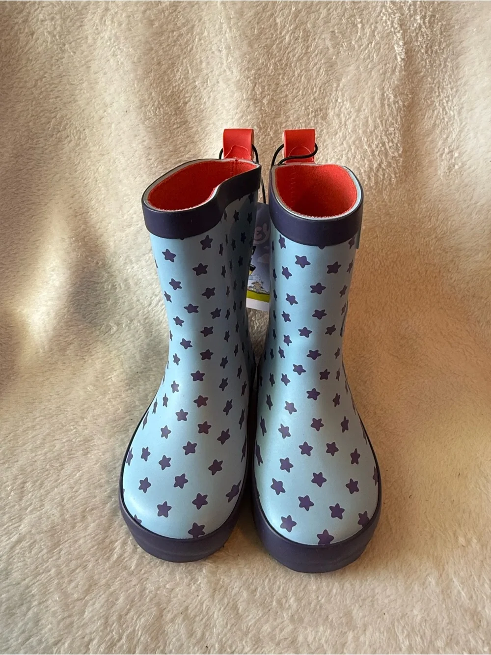 Bluey Light Blue Kids Rain Boots with Purple Stars Girls 5-6 New
